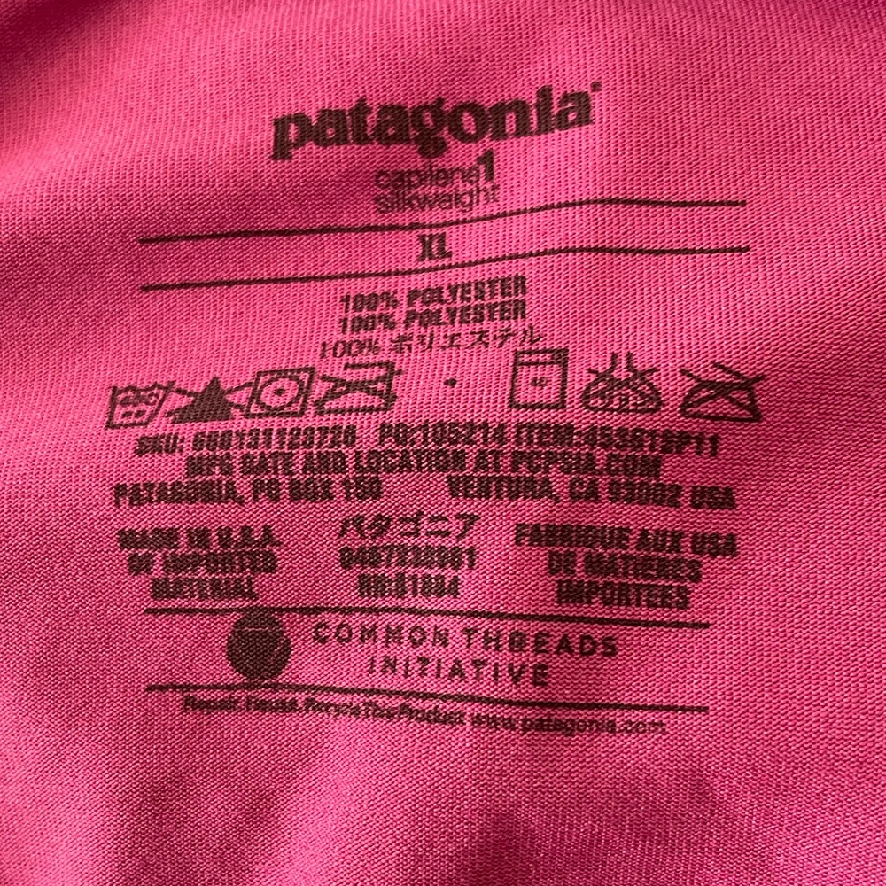 Patagonia Capilene 1 Base Layer Silk Weight Long Sleeve, Size XL, Fuchsia - Picture 3 of 4